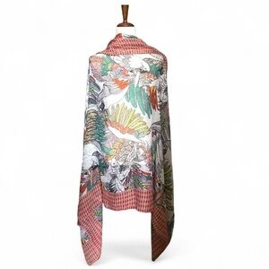Sheer Parrot Print Cotton Wrap Scarf Beach Travel Shawl 45x70